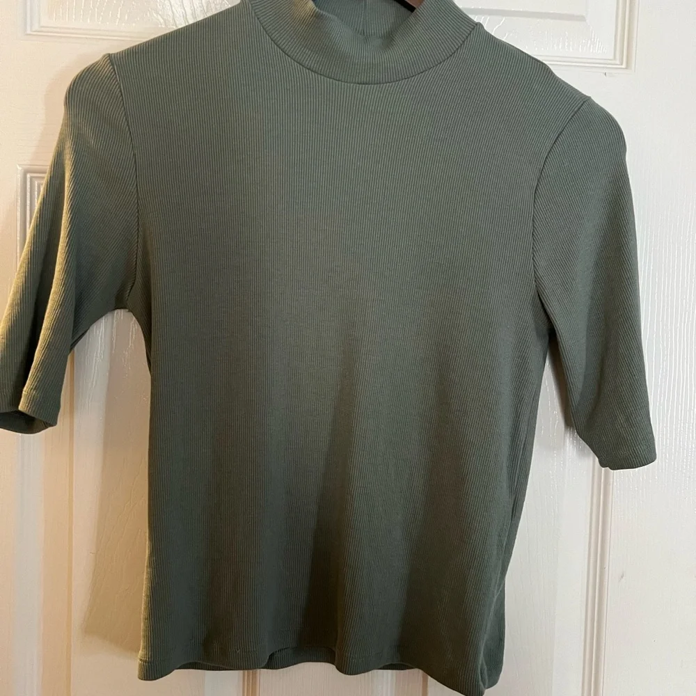 ZARA: Ribbed High Collar Top - Picture 6 of 6